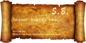 Seiner Boglárka névjegykártya